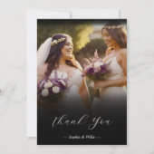 Luxury Black Transparency Gradient Photo Newlyweds Bedankkaart (Voorkant)