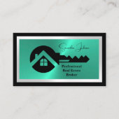 Luxury Black & Turquoise QR Code Photo Real Estate Visitekaartje (Voorkant)