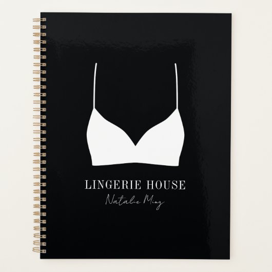 Luxury Black White Lingerie Boutique Logo Modern Planner (Voorkant)