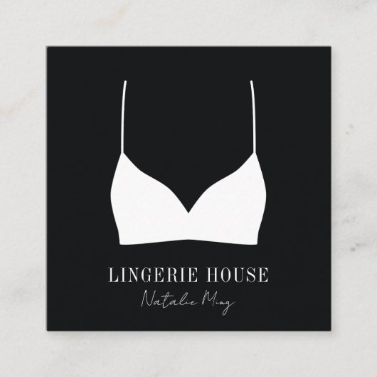 Luxury Black White Lingerie Boutique Logo Vierkante Visitekaartje (Voorkant)