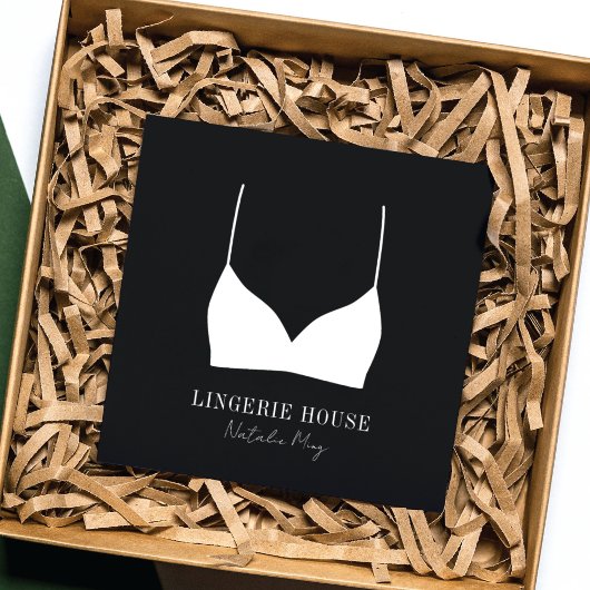 Luxury Black White Lingerie Boutique Logo Vierkante Visitekaartje