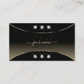 Luxury Black Whitegold Decor Diamonds en Monogram Visitekaartje (Voorkant)