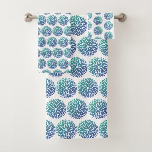 LUXURY BLAUWGROEN GROEN DAHLIA BATHROOM TOWEL SET BAD HANDDOEK (Insitu)
