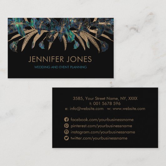 Luxury Blossom Abalone Shell en Gold Visitekaartje (Voorkant / Achterkant)