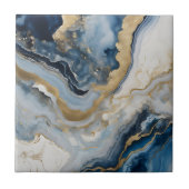 Luxury Blue and Gold Agate Geode Marble Abstract Tegeltje (Voorkant)