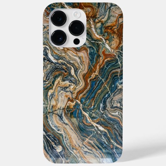 Luxury Blue and Gold Marble Swirl iPhone Case (Achterkant)