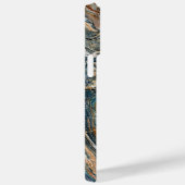 Luxury Blue and Gold Marble Swirl iPhone Case (Achterkant / Rechts)