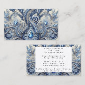 Luxury Blue and White Paisley Diamond Visitekaartje (Voorkant / Achterkant)