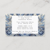 Luxury Blue and White Paisley Diamond Visitekaartje (Achterkant)