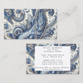 Luxury Blue and White Paisley Visitekaartje (Voorkant / Achterkant)