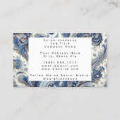 Luxury Blue and White Paisley Visitekaartje (Achterkant)