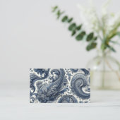 Luxury Blue and White Paisley Visitekaartje (Staand voorkant)