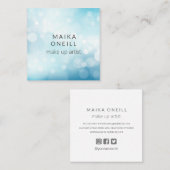 Luxury Blue Bokeh glitter social media Vierkante Visitekaartje (Voorkant / Achterkant)