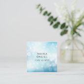 Luxury Blue Bokeh glitter social media Vierkante Visitekaartje (Staand voorkant)