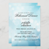 Luxury Blue Bokeh Light Chic Rehearsal Dinner Kaart (Voorkant / Achterkant)