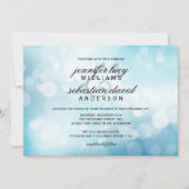 Luxury Blue Bokeh Light Chic Wedding Kaart (Voorkant)