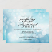 Luxury Blue Bokeh Light Chic Wedding Kaart (Voorkant / Achterkant)