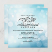 Luxury Blue Bokeh Light Chic Wedding Kaart (Voorkant / Achterkant)