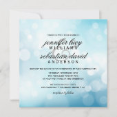 Luxury Blue Bokeh Light Chic Wedding Kaart (Voorkant)