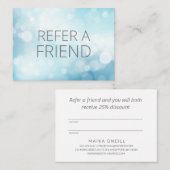 Luxury Blue Bokeh Salon Spa Klant Aanbevelingskaartje (Voorkant / Achterkant)