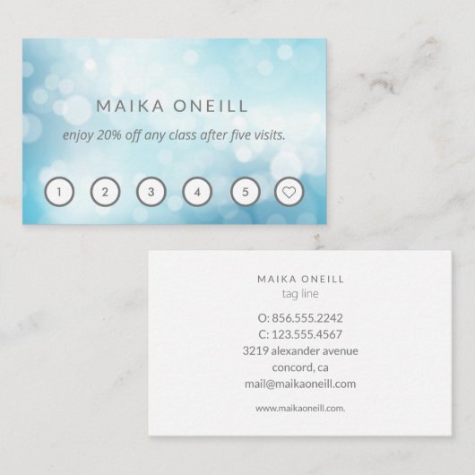 Luxury Blue bokeh wellness massage yoga Visitekaartje (Voorkant / Achterkant)