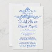 Luxury Blue Bridal Shower-uitnodigingen Kaart (Voorkant)