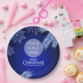 Luxury Blue Company kerst Logo Papieren Bordje (Feest)