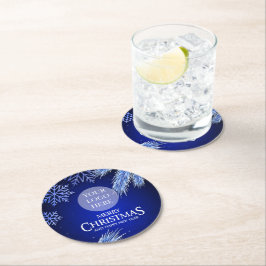 Luxury Blue Company kerst Logo Ronde Kartonnen Onderzetter