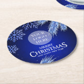 Luxury Blue Company kerst Logo Ronde Kartonnen Onderzetter (Gebogen)