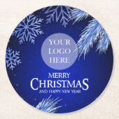 Luxury Blue Company kerst Logo Ronde Kartonnen Onderzetter (Voorkant)