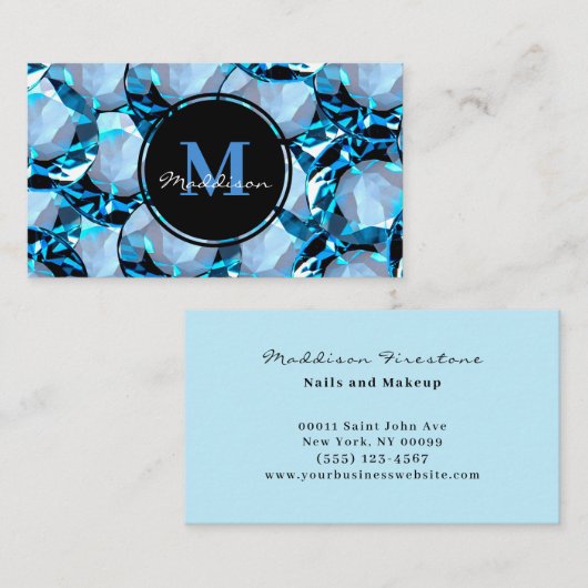 Luxury Blue Crystal Jewel Gem Design Visitekaartje (Voorkant / Achterkant)