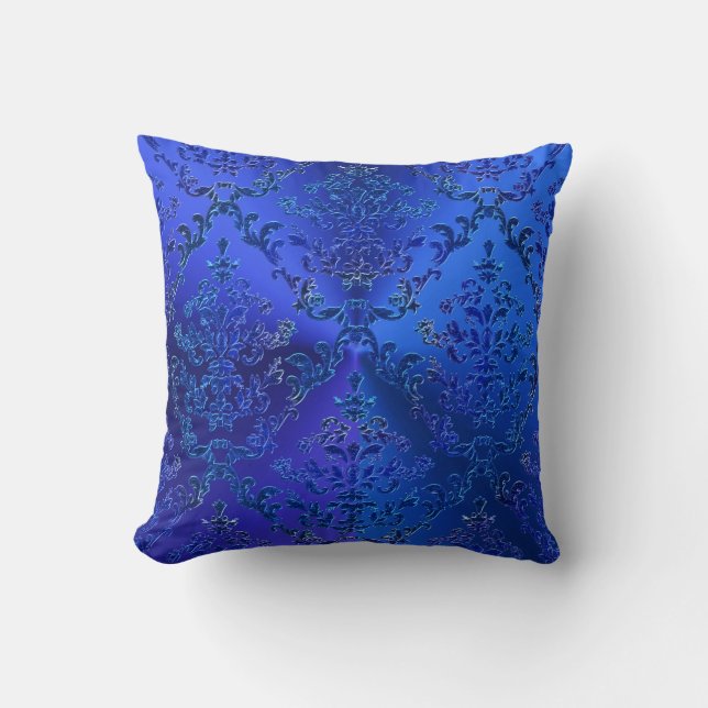 Luxury Blue Damask Elegant Sierkussen (Voorkant)