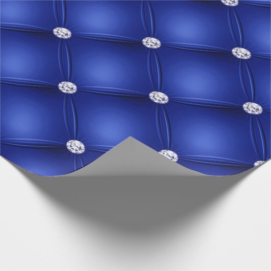 Luxury Blue Diamond Tufted Pattern Cadeaupapier (Hoek)