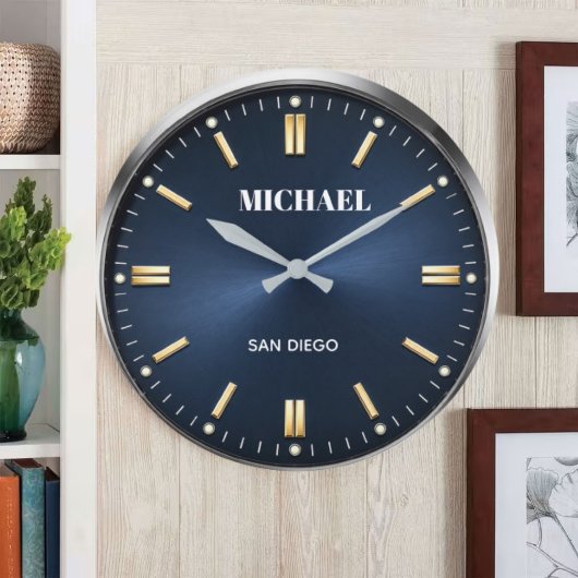 Luxury Blue Elegant Gold and Silver Grote Klok