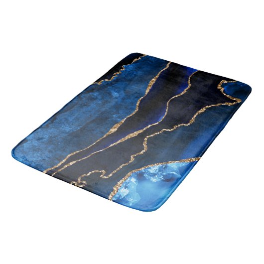 Luxury Blue en Gold Glitter Agate Badmat (Gekanteld)