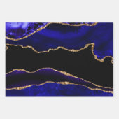 Luxury Blue en Gold Glitter Agate Birthday Inpakpapier Vel (Voorkant 3)