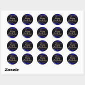 Luxury Blue en Gold Glitter Agate Birthday Ronde Sticker (Vel)