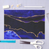 Luxury Blue en Gold Glitter Agate Happy Birthday Tissuepapier (Craft)