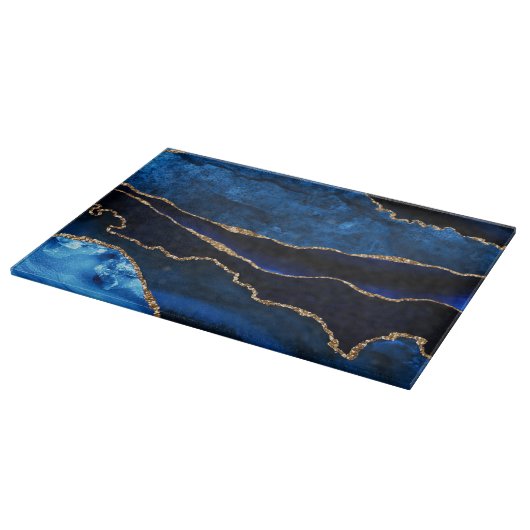 Luxury Blue en Gold Glitter Agate Snijplank (Hoek)