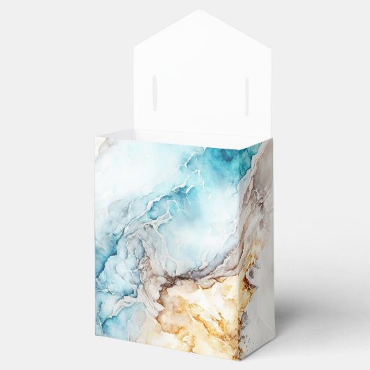 Luxury Blue en Gold Marble Wedding Favor Box Bedankdoosjes (Geopend)