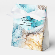 Luxury Blue en Gold Marble Wedding Favor Box