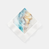 Luxury Blue en Gold Marble Wedding Servet (Hoek)