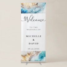 Luxury Blue en Gold Marble Weduwen Welkom