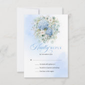 Luxury Blue Floral Gold Wedding RSVP Enclosure (Voorkant)