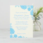 Luxury Blue Floral Wedding Invitations Kaart (Staand voorkant)