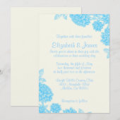 Luxury Blue Floral Wedding Invitations Kaart (Voorkant / Achterkant)