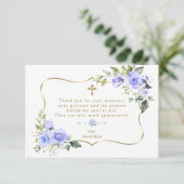 Luxury Blue Flowers Gold Lijst Boy Baptisme Bedankkaart (Staand voorkant)
