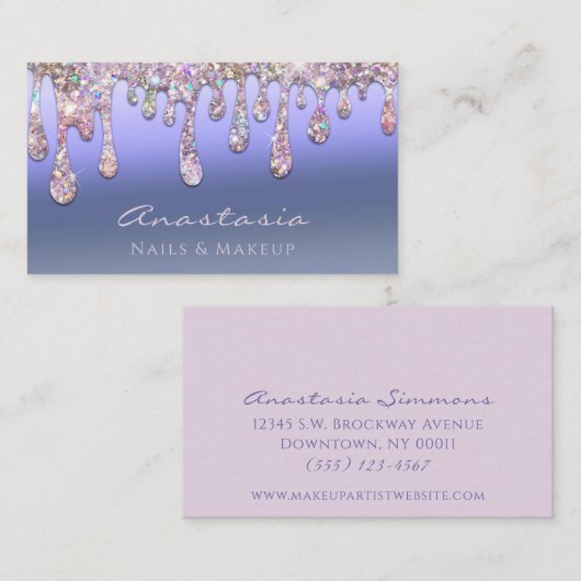 Luxury Blue Folie Glitter-stuurprogramma maakt art Visitekaartje (Voorkant / Achterkant)