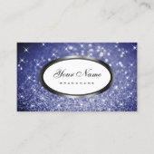 Luxury Blue Glitter Sparkle Stars Silver Lijst Visitekaartje (Voorkant)