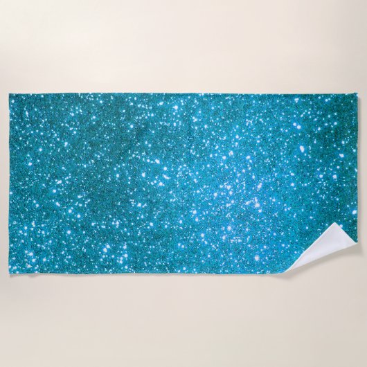 Luxury Blue Glitter Strandlaken (Voorkant)